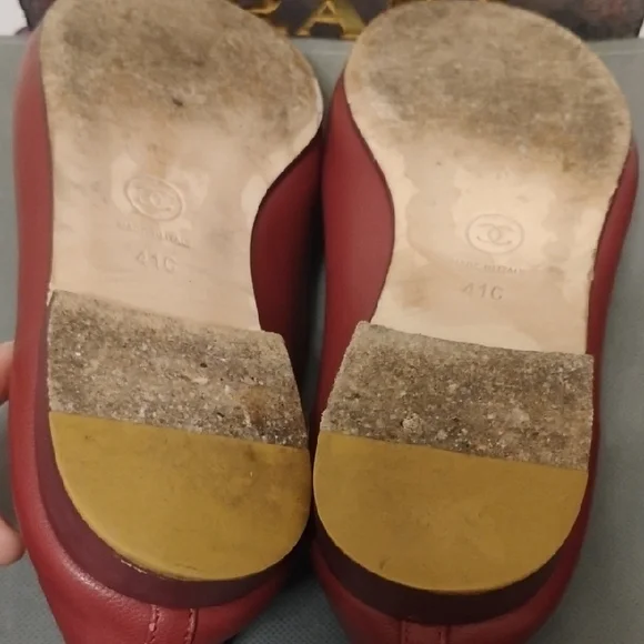 CHANEL Women's Burgundy Leather Loafers - Picture 6 of 6